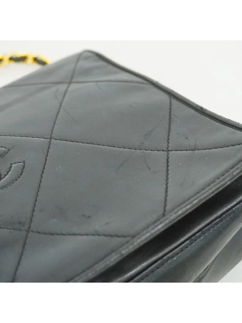 Chanel Shoulder Bag Lambskin Black Gold